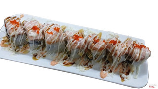 Salmon aburi roll