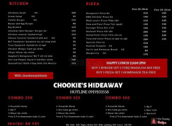 Menu đồ ăn của Chookie's Hideaway