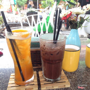 trà đào + cacao đá