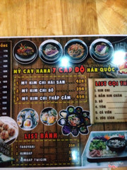 Menu mỳ