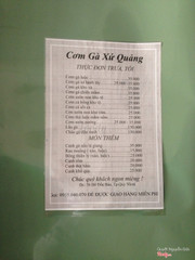 Thực đơn của quán