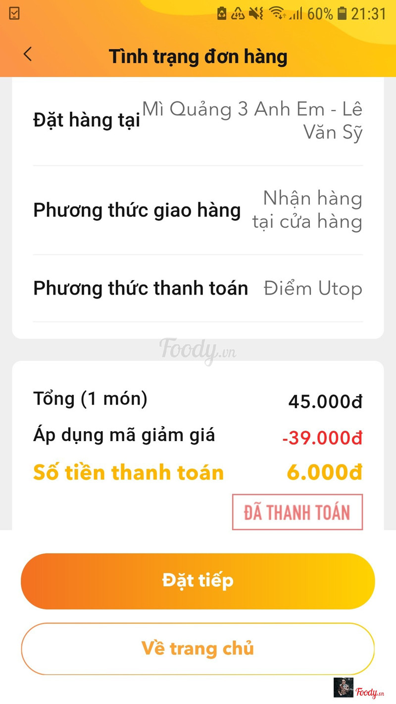 Đặt &amp; thanh to&#225;n qua UTOP