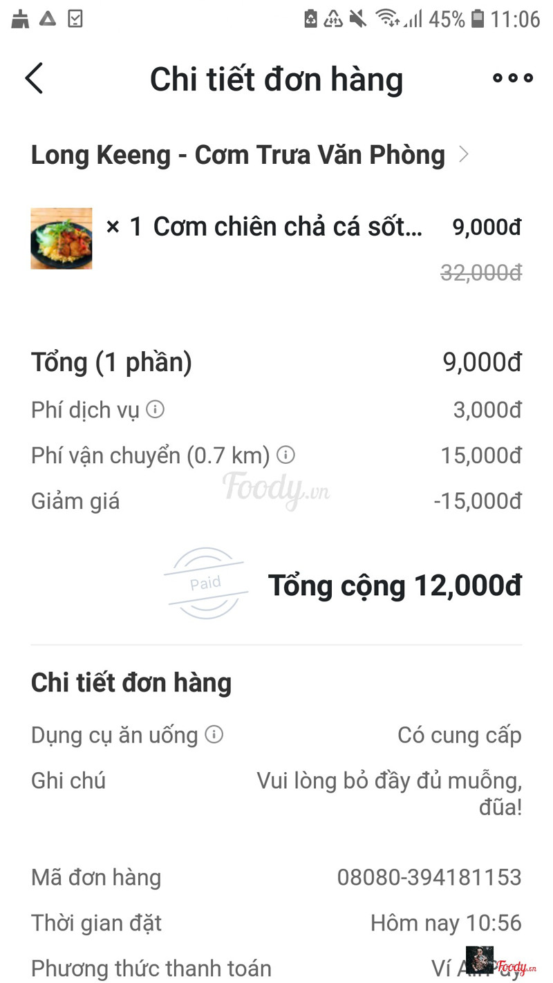 Tổng thanh to&#225;n: 12k