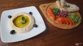 This is another vegan meal loved by every one:  Hummus with Black Olives, Salad & Homemade Bread, only VND 50k 