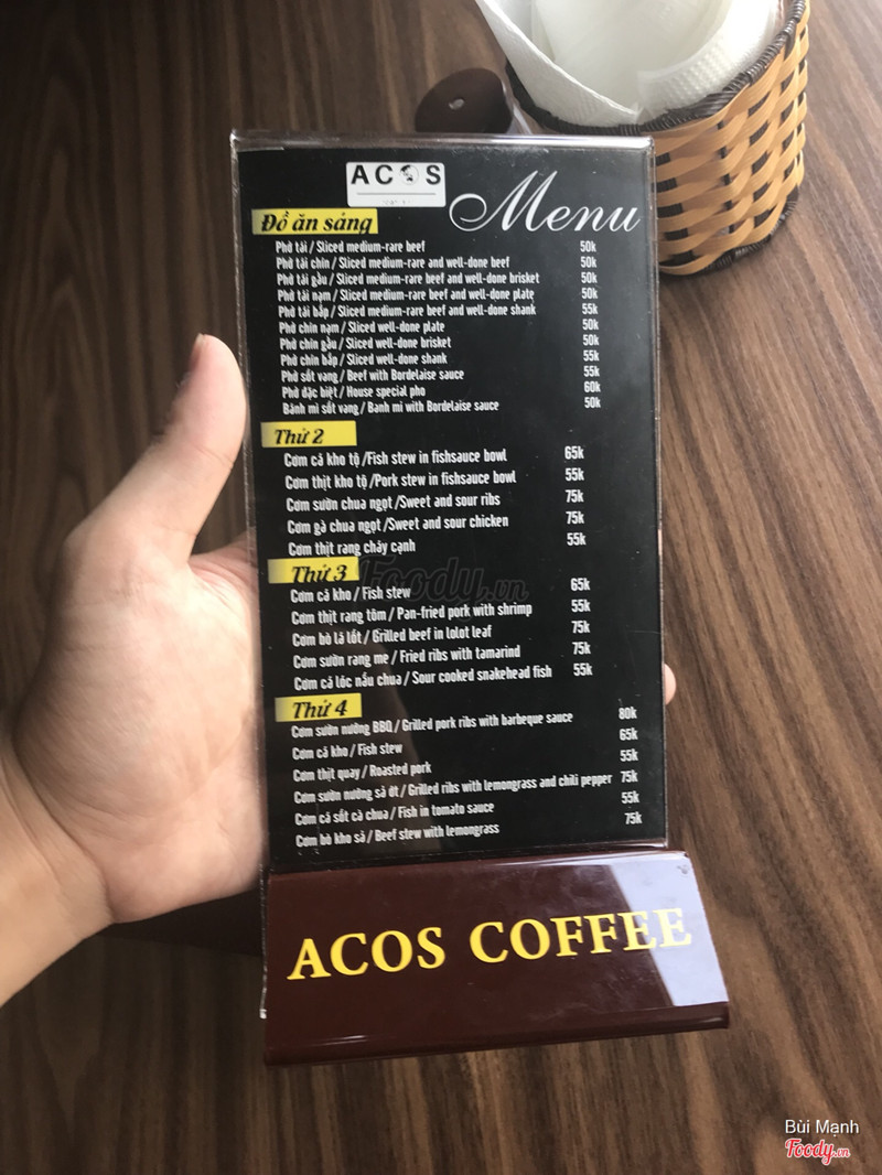 Menu đồ ăn