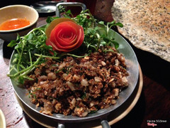 Eel, deep-fried with lemongrass, served with grilled bánh tráng”