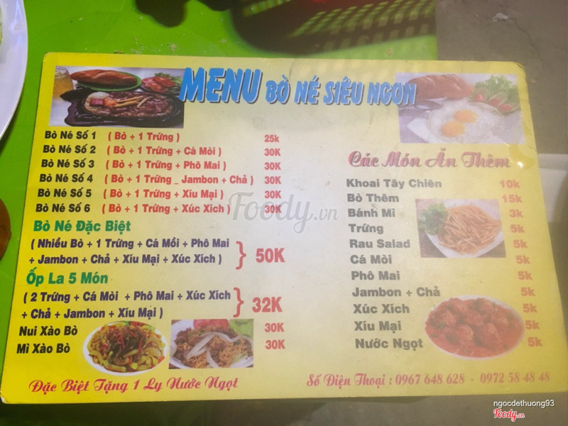 Menu quán 