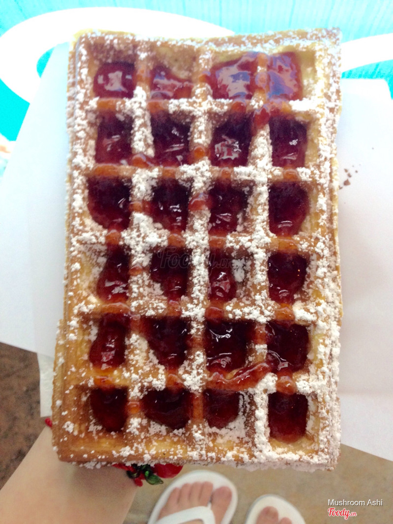 Strawberry jam waffles