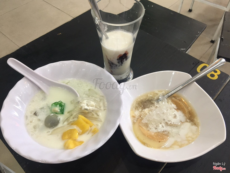 Chè thái + bánh flan + sữa chua nếp cẩm