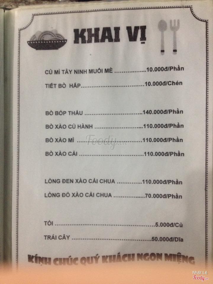 Menu khai vị