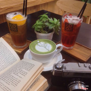 Trà đào + Trà dâu + Matcha latte