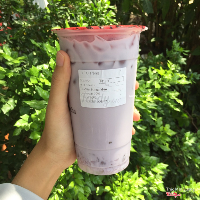 Trà sữa khoai môn Size L + Trân châu trắng ( Sugar 70% - Regular Ice ) 