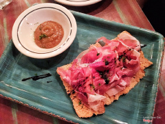 parma ham bruschetta with balsamic reduction and homemade compote