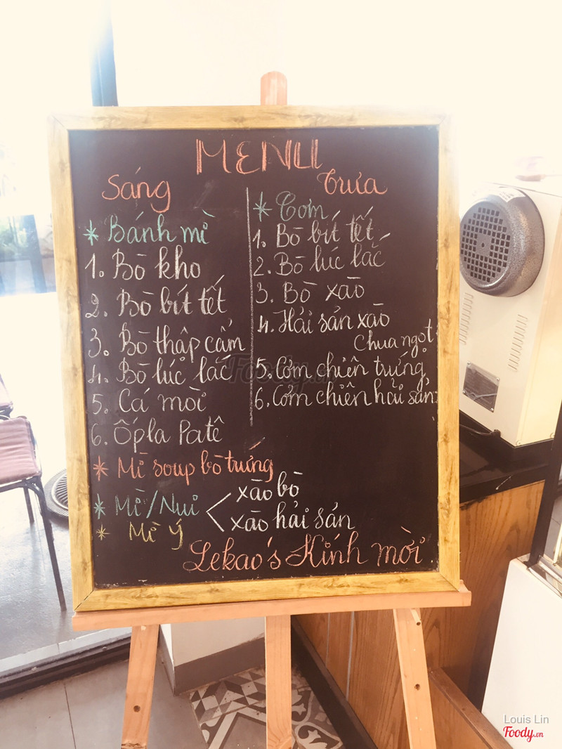 Menu sáng và trưa