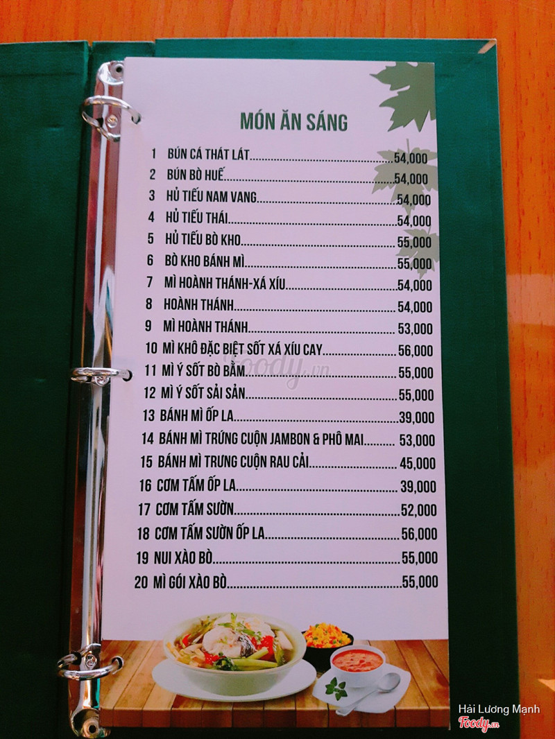 Menu ăn sáng đa dạng