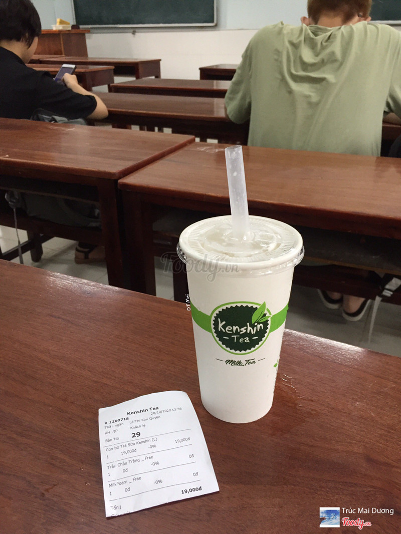 Trà sữa Kenshin Tea + Trân châu trắng + Milk Foam