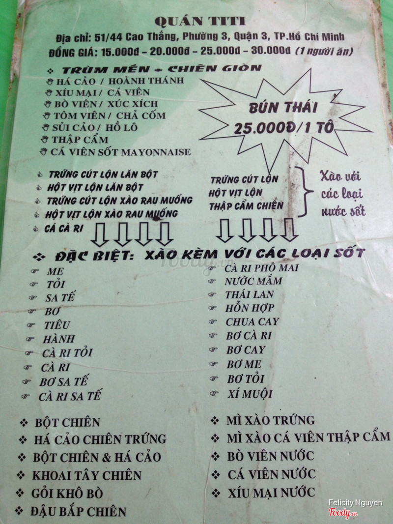 Menu khá bắt mắt nhé