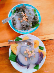 Chuối táo quạ + khoai lang + bánh lá mơ