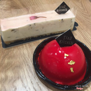 Sakura cheesecake + raspberry mousse cake