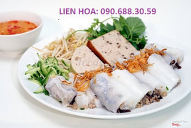ban cuốn nóng/chả lụa/chả chiên/rau