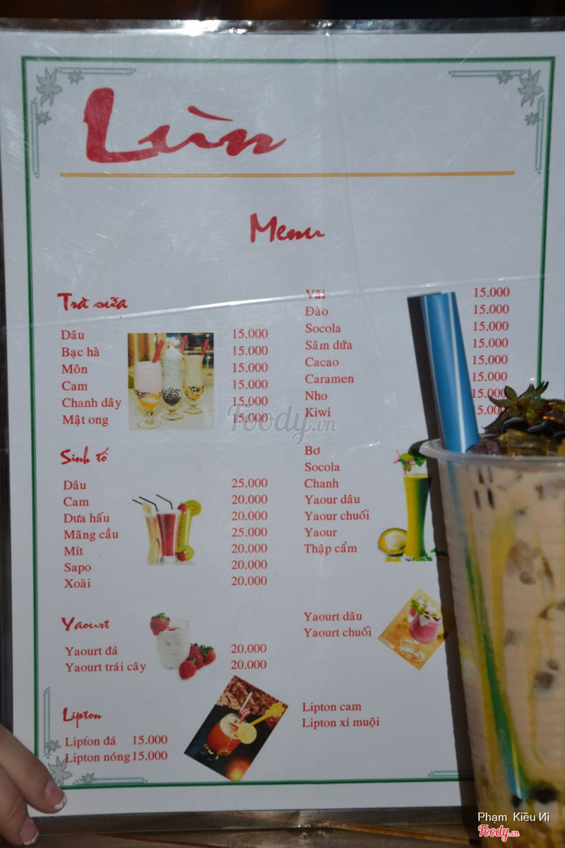 Menu của quán 