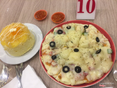 Pizza phô mai + bông lan trứng muối