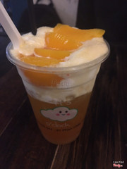 trà đào + kem sữa