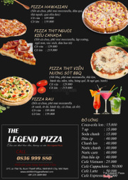 Menu The Legend Pizza