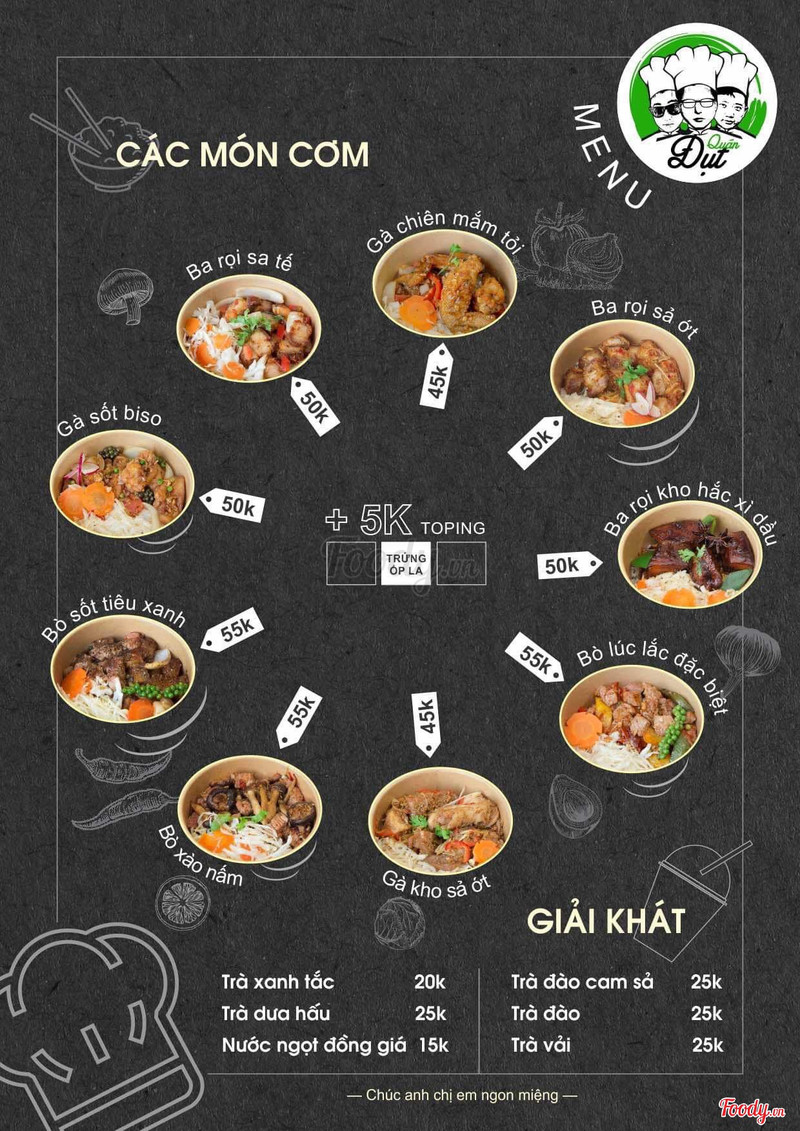 Menu hấp dẫn quá