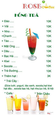 menu hồng trà