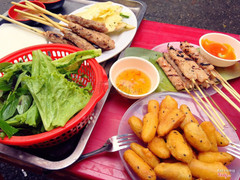 Nem lụi, Khoai lang kén, Nem nướng