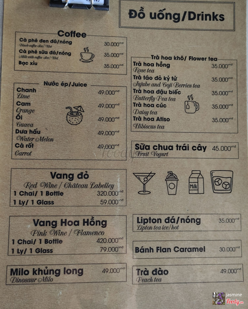 Menu đồ uống