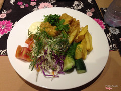 Fish and chip served with tartar sauce