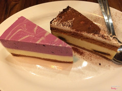 Blueberry cheese cake and tiramisu