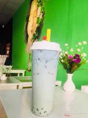 Ly quá hớp, trà sữa hoa đậu biếc, milkfoam