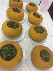 Gà HơMông hầm bí đỏ.