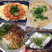 Mỳ Spaghetti : 30k - Soup Gà Ngô Nấm : 20k - Bún Bò Trộn Nam Bộ : 30k - Phở Cuốn : 60k/9c