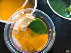cháo cua phô mai,cải ngọt,bí đỏ