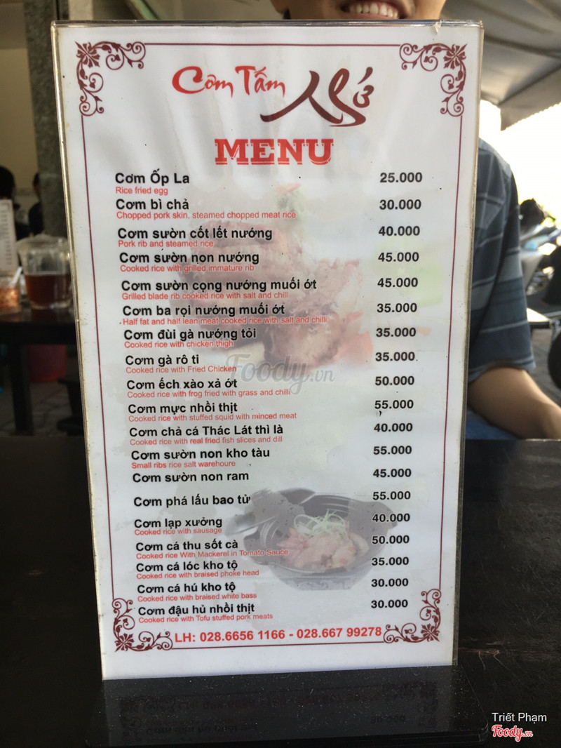 Menu của quán