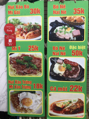 Menu của quán cô minh nha 