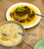 chè Bà Ba & bánh Flan sốt chanh dây