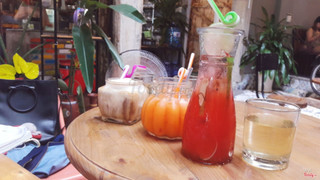 Cà phê dừa + Nước ép cà rốt + Chanh xí muội