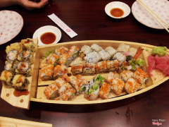 Sushi Rolls Set (298 000 VND): California Rolls, Deep-fired Salmon Rolls with Teriyaki , Crab Stick Rolls, Spicy Tuna Rolls 