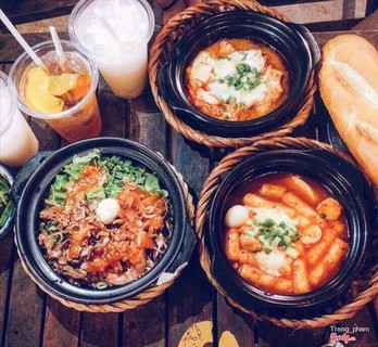 Mì trộn-tôpkki-bạch tuộc/ gà phô mai/nước gạo/trà đào