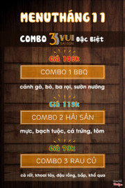 Combo 3Vui

Nhằm đảm bảo sức khỏe cho thực khách, tránh thưởng thức các loại món 1 cách hỗn tạp 
Combo 3vui là những món ăn được phân loại theo nhóm Thịt - Hải Sản - Rau Củ Quả,
phục vụ cho 3 nhóm thự