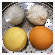 Bánh bao mè đen, xá xíu, kim sa ⚫️⚪️🍋🍊