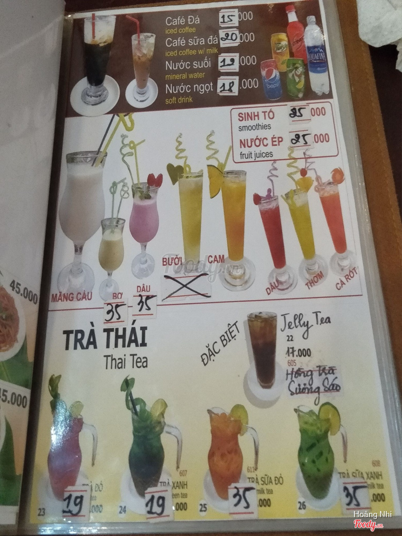 Menu Nước