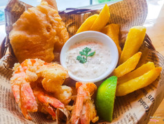 Shrimp, Battered Snapper &amp; Fries