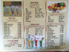 Menu nước phong phú nhiều sự lựa chọn! :)