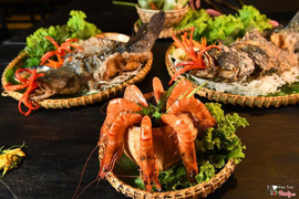 Cá lóc chiên xù, Cá bớp chiên xù, Tôm hấp nước dừa